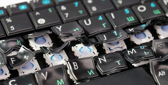 smashed computer keyboard